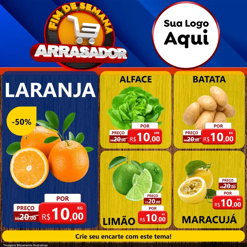 Modelo de Rede Social para Feed Facebook com o tema Fim De Semana Arrasador para Hortifrúti