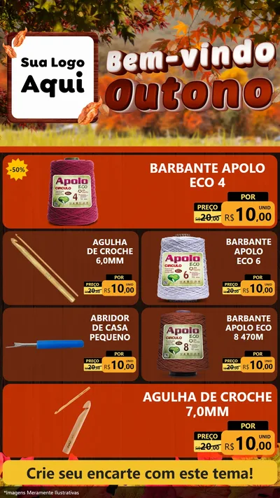 Modelo de TV para TV Vertical com o tema Bem-vindo Outono para Armarinho e Aviamentos