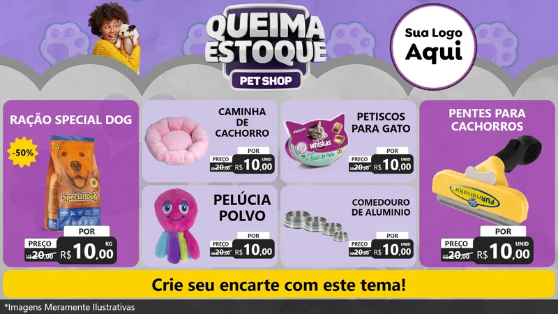 Modelo de TV para TV Horizontal com o tema Queima Estoque - Pet Shop para Pet Shop