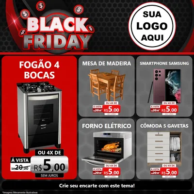 Modelo de Rede Social para Feed Facebook com o tema Black Friday para Móveis e Eletro