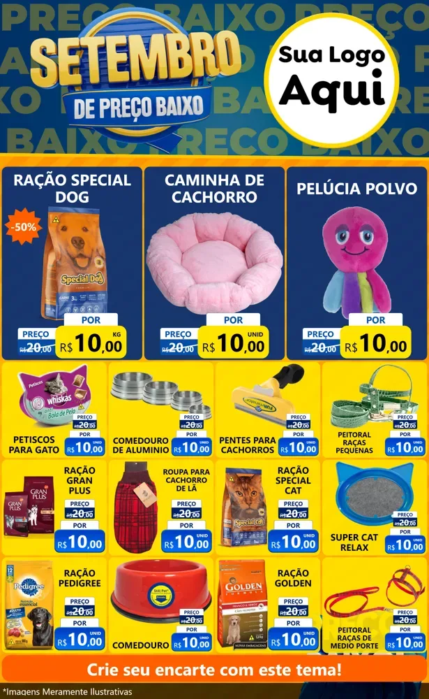 Modelo de Encarte para Encarte Grande com o tema Setembro De Preço Baixo para Pet Shop