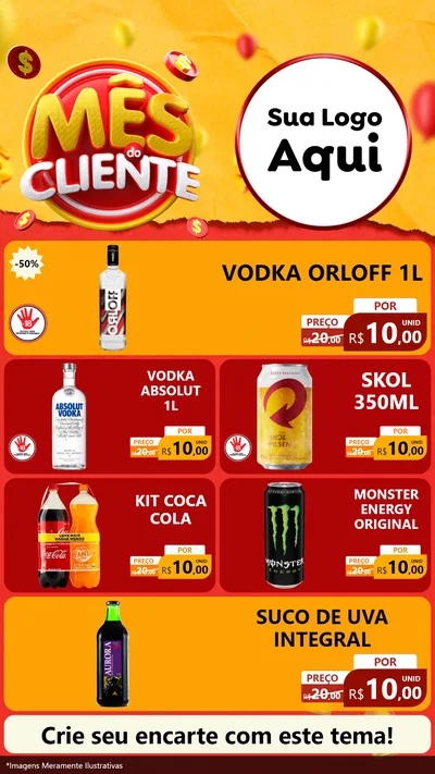 Modelo de TV para TV Vertical com o tema Mês do Cliente para Distribuidora de bebidas