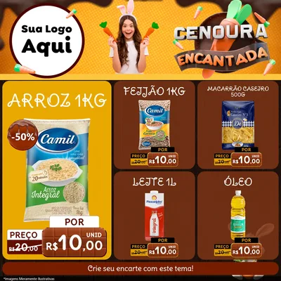 Modelo de Rede Social para Feed Facebook com o tema Cenoura Encantada - Páscoa para Supermercado