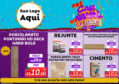 Modelo de Encarte para Encarte A4 Horizontal com o tema Pré Carnaval de Ofertas para Pisos e revestimentos