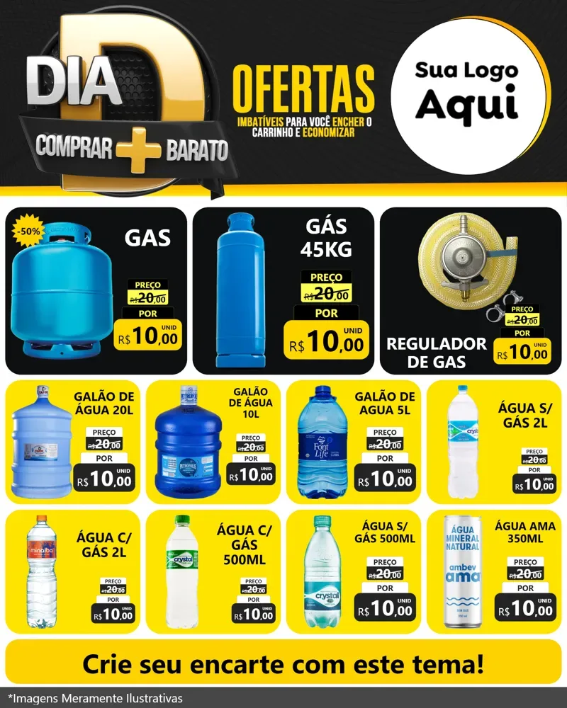 Modelo de Rede Social para Feed Instagram com o tema Dia D Mais Economia para Água e gás