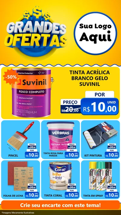Modelo de Rede Social para Stories com o tema Grandes Ofertas para Tintas e Ferramentas