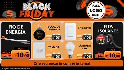 Modelo de TV para TV Horizontal com o tema Black Friday para Materiais Elétricos