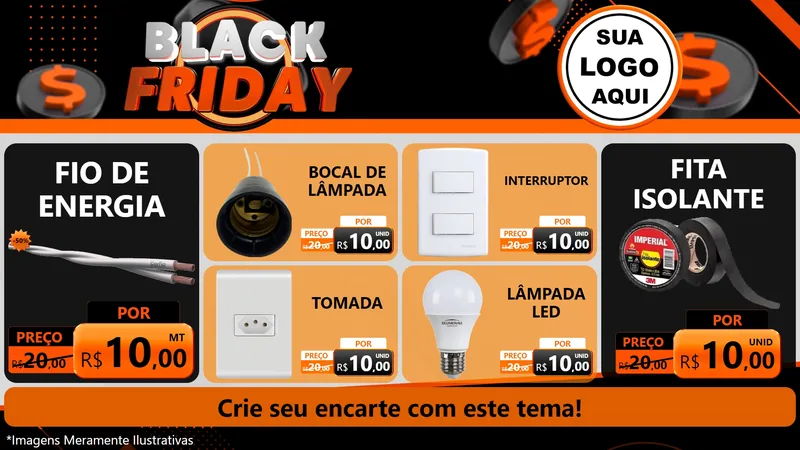 Modelo de TV para TV Horizontal com o tema Black Friday para Materiais Elétricos