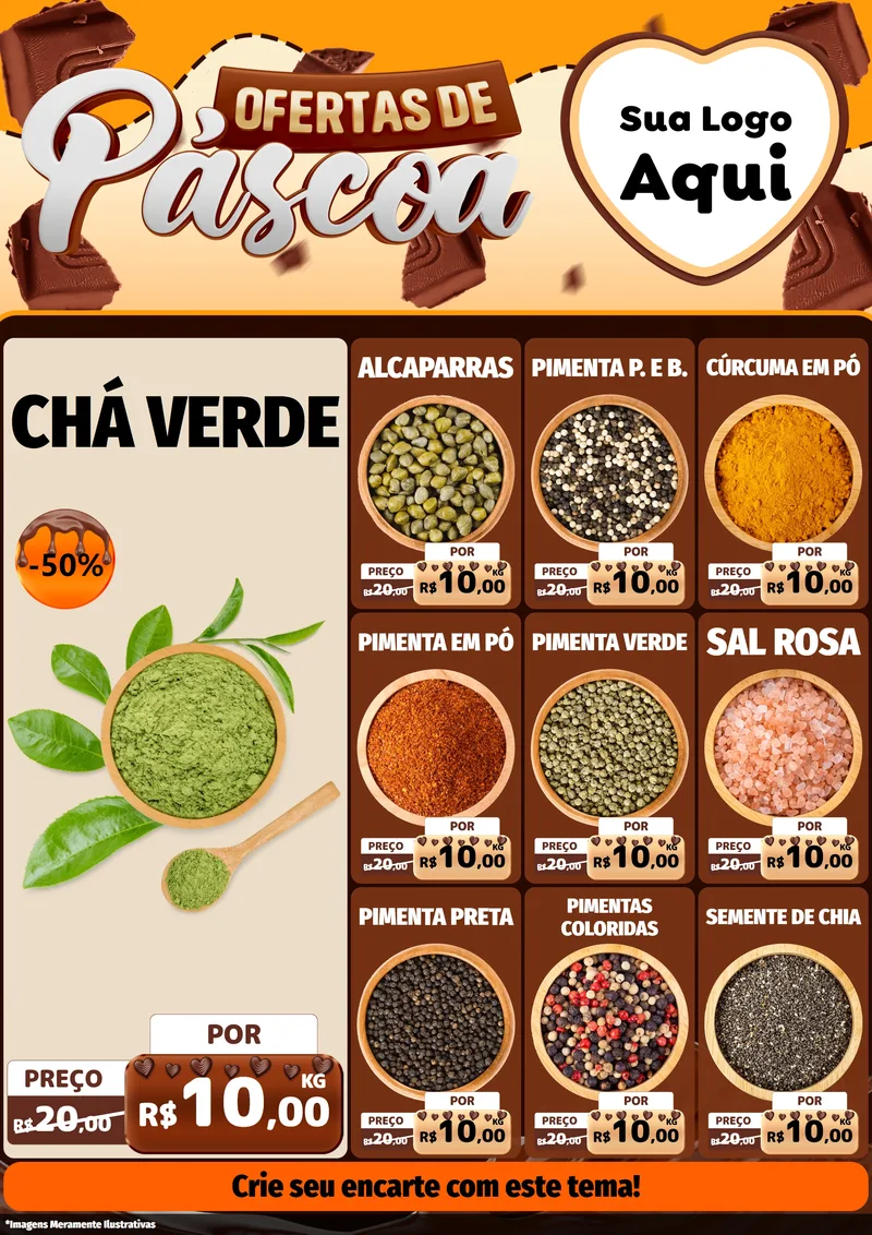 Modelo de Encarte para Encarte A4 Vertical com o tema Ofertas de Páscoa para Produtos Naturais