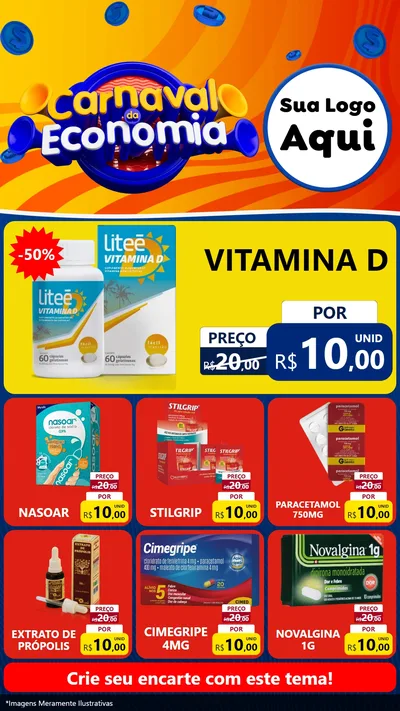 Modelo de Rede Social para Stories com o tema Carnaval da Economia para Farmácia