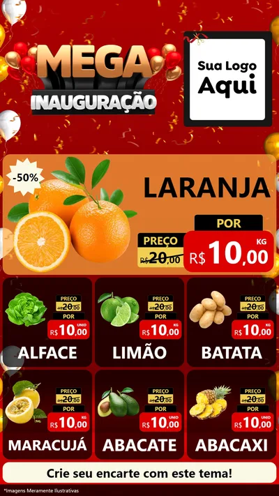 Modelo de Rede Social para Stories com o tema Mega Inauguração para Hortifrúti