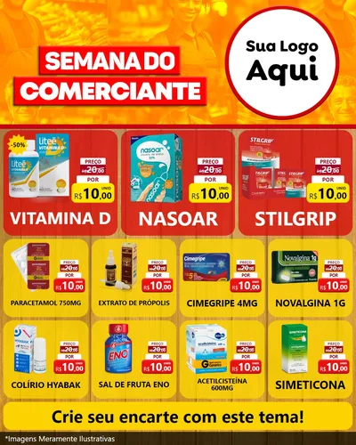 Modelo de Rede Social para Feed Instagram com o tema Semana do Comerciante para Farmácia