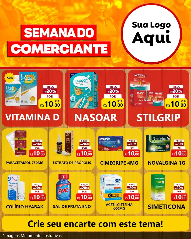 Modelo de Rede Social para Feed Instagram com o tema Semana do Comerciante para Farmácia