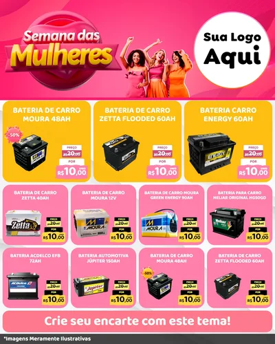 Modelo de Rede Social para Feed Instagram com o tema Semana das Mulheres para Baterias Elétricas