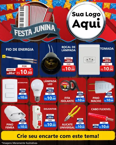 Modelo de Rede Social para Feed Instagram com o tema Festa Junina para Materiais Elétricos