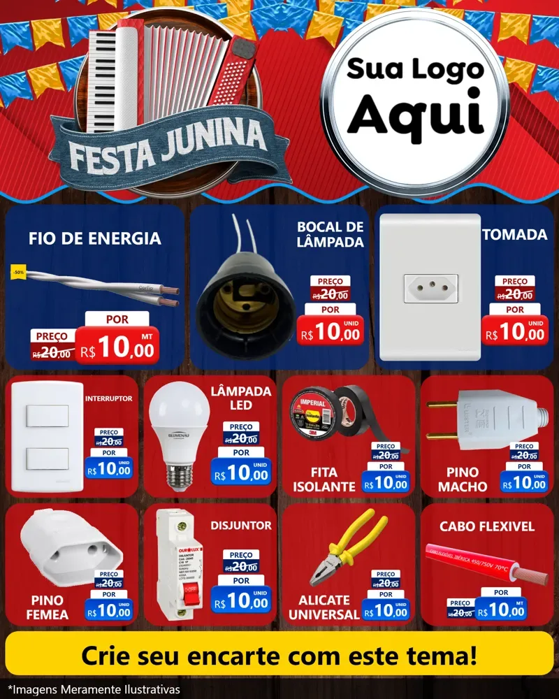 Modelo de Rede Social para Feed Instagram com o tema Festa Junina para Materiais Elétricos