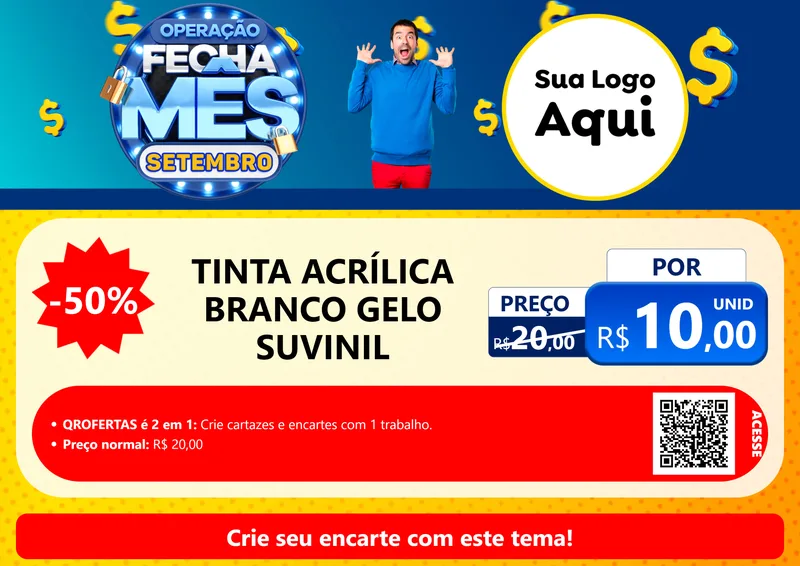 Modelo de Cartaz para Cartaz A4 Horizontal com o tema Operação Fecha Mês Setembro para Tintas e Ferramentas
