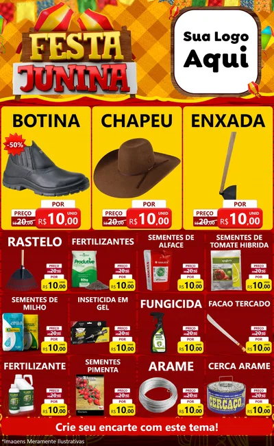 Modelo de Encarte para Encarte Grande com o tema Festa Junina para Agropecuária