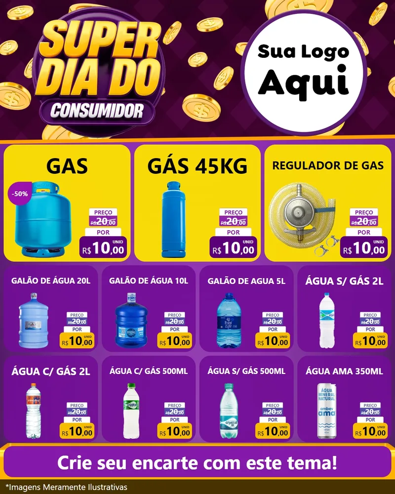 Modelo de Rede Social para Feed Instagram com o tema Super Dia do Consumidor para Água e gás