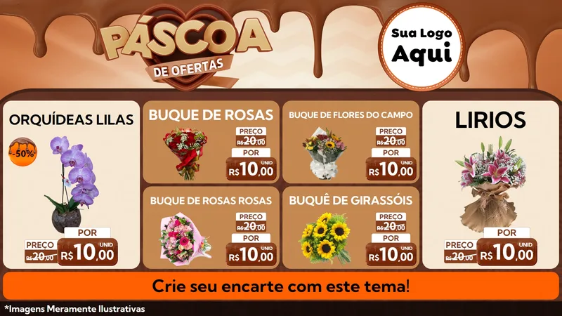 Modelo de TV para TV Horizontal com o tema Páscoa de Ofertas para Floricultura e jardim