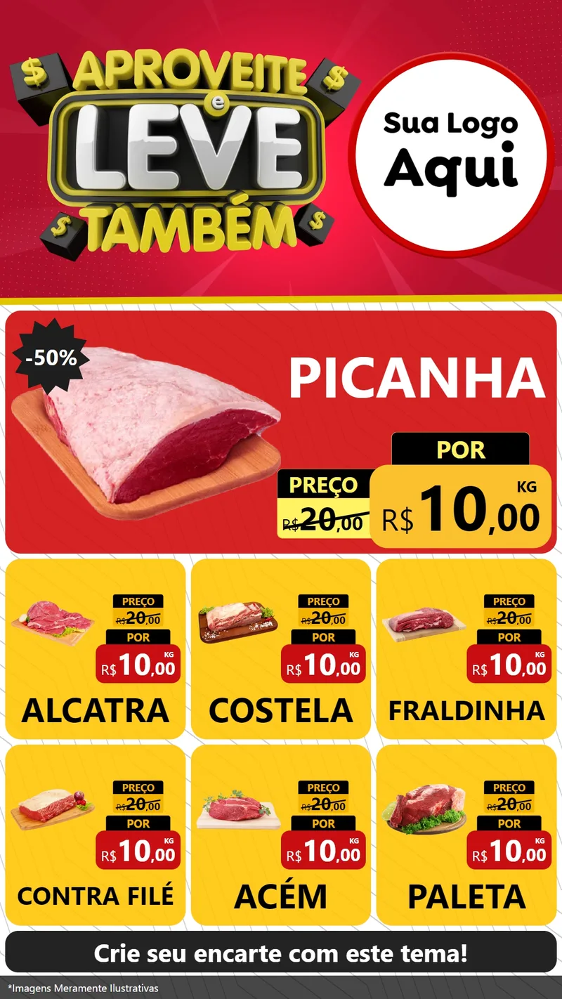 Modelo de Rede Social para Stories com o tema Aproveite e Leve Também para Açougue