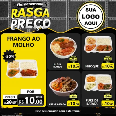 Modelo de Rede Social para Feed Facebook com o tema Fim de Semana Rasga Preço para Restaurante