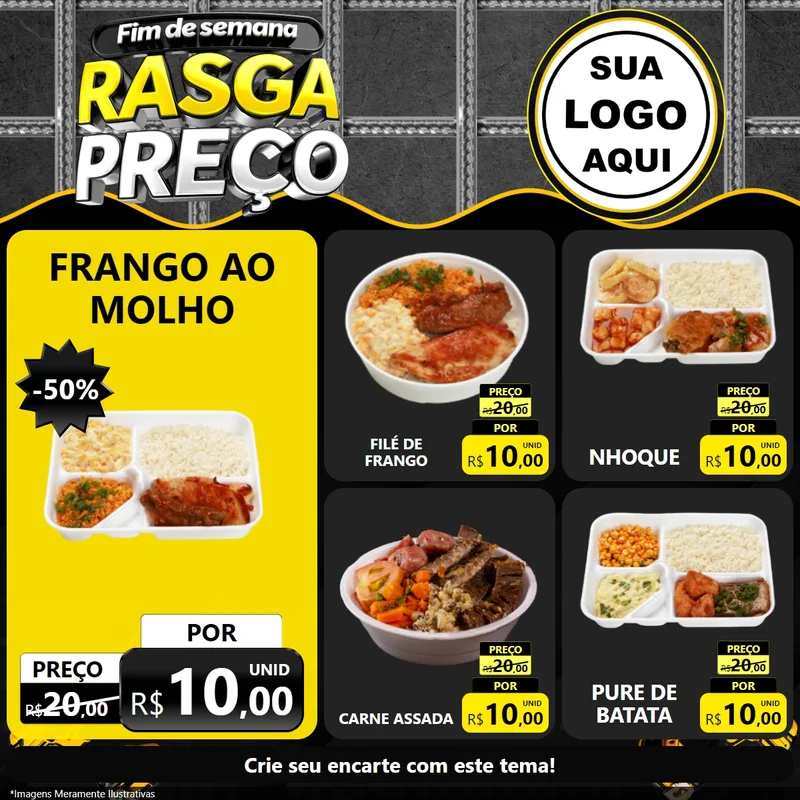 Modelo de Rede Social para Feed Facebook com o tema Fim de Semana Rasga Preço para Restaurante