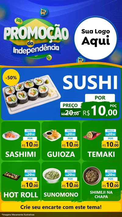 Modelo de Rede Social para Stories com o tema Promoção da Independência para Comida japonesa