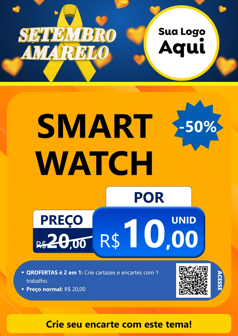 Modelo de Cartaz para Cartaz A4 Vertical com o tema Setembro Amarelo para Informática