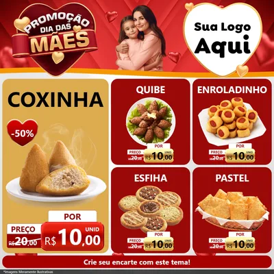 Modelo de Rede Social para Feed Facebook com o tema Promoção Dia das Mães para Salgadaria