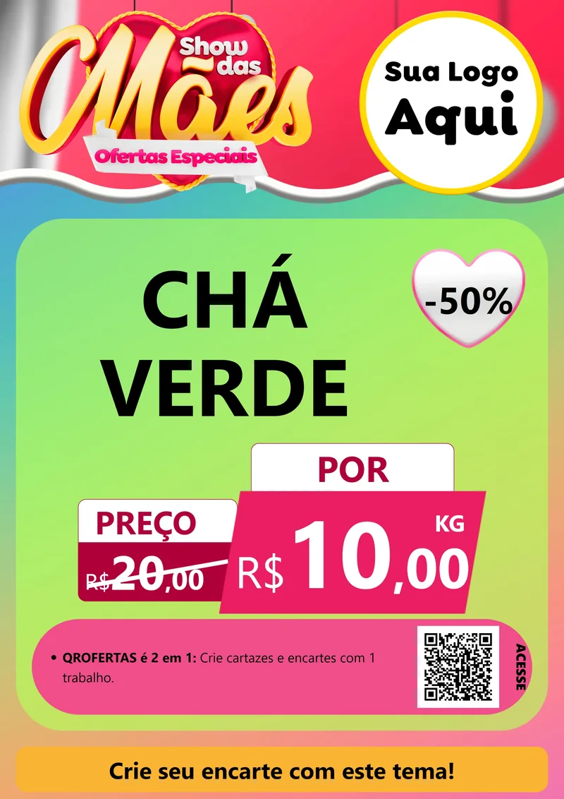 Modelo de Cartaz para Cartaz A4 Vertical com o tema Show das Mães - Ofertas Especiais para Produtos Naturais