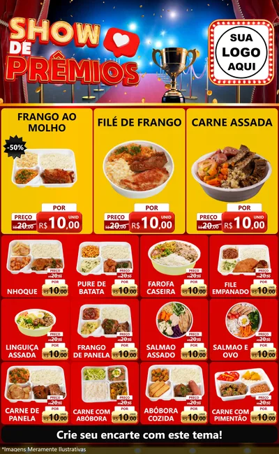 Modelo de Encarte para Encarte Grande com o tema Show de Prêmios para Restaurante