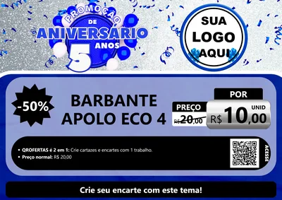 Modelo de Cartaz para Cartaz A4 Horizontal com o tema Promoção de Aniversário - 5 Anos para Armarinho e Aviamentos