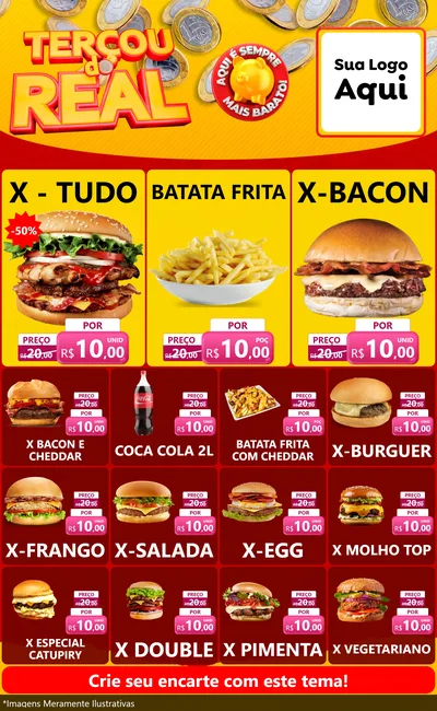 Modelo de Encarte para Encarte Grande com o tema Terçou do Real para Hamburgueria