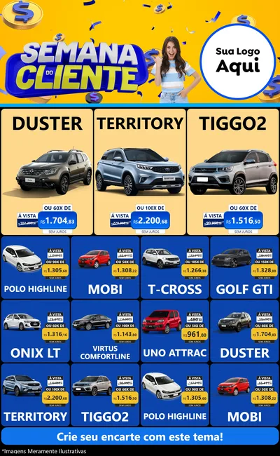 Modelo de Encarte para Encarte Grande com o tema Semana do Cliente para Concessionaria de Carros