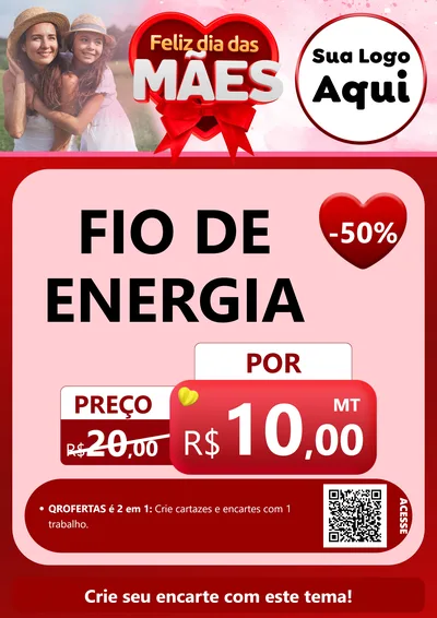 Modelo de Cartaz para Cartaz A4 Vertical com o tema Feliz Dia Das Mães para Materiais Elétricos