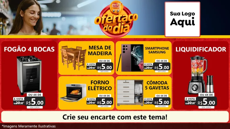 Modelo de TV para TV Horizontal com o tema Ofertaço Do Dia para Móveis e Eletro