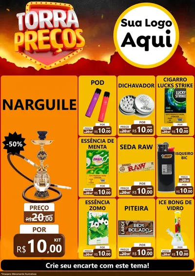 Modelo de Encarte para Encarte A4 Vertical com o tema Torra Preços para Tabacaria
