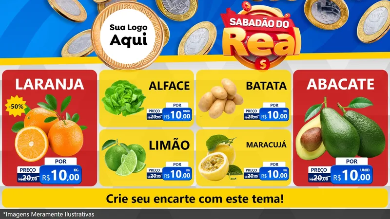 Modelo de TV para TV Horizontal com o tema Sabadão do Real para Hortifrúti