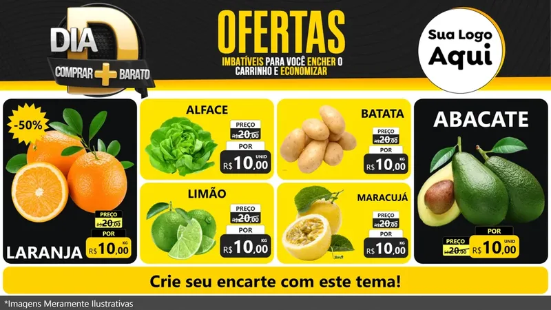 Modelo de TV para TV Horizontal com o tema Dia D Mais Economia para Hortifrúti