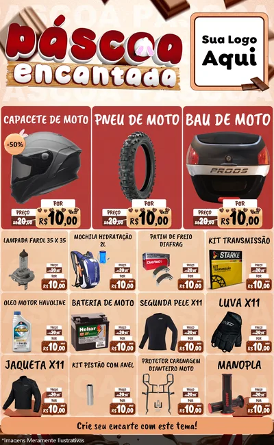 Modelo de Encarte para Encarte Grande com o tema Páscoa Encantada para Moto peças