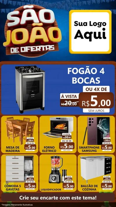 Modelo de Rede Social para Stories com o tema São João Ofertas Imbatíveis! - Junina para Móveis e Eletro