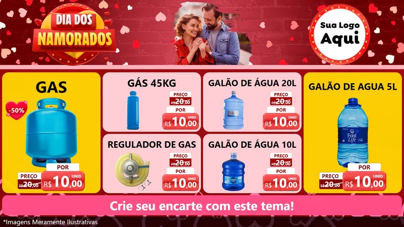 Modelo de TV para TV Horizontal com o tema Dia Dos Namorados para Água e gás