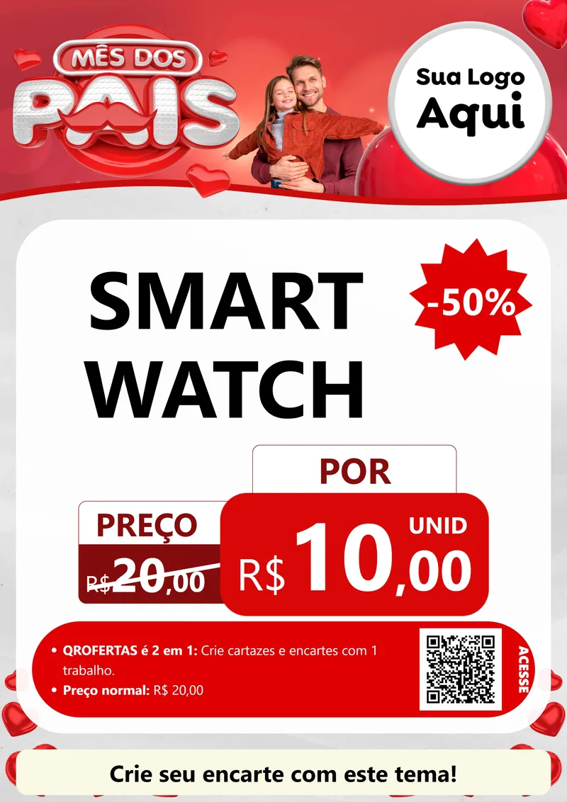 Modelo de Cartaz para Cartaz A4 Vertical com o tema Mês dos Pais para Informática