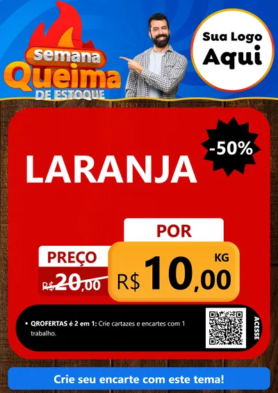 Modelo de Cartaz para Cartaz A4 Vertical com o tema Semana Queima de Estoque para Hortifrúti