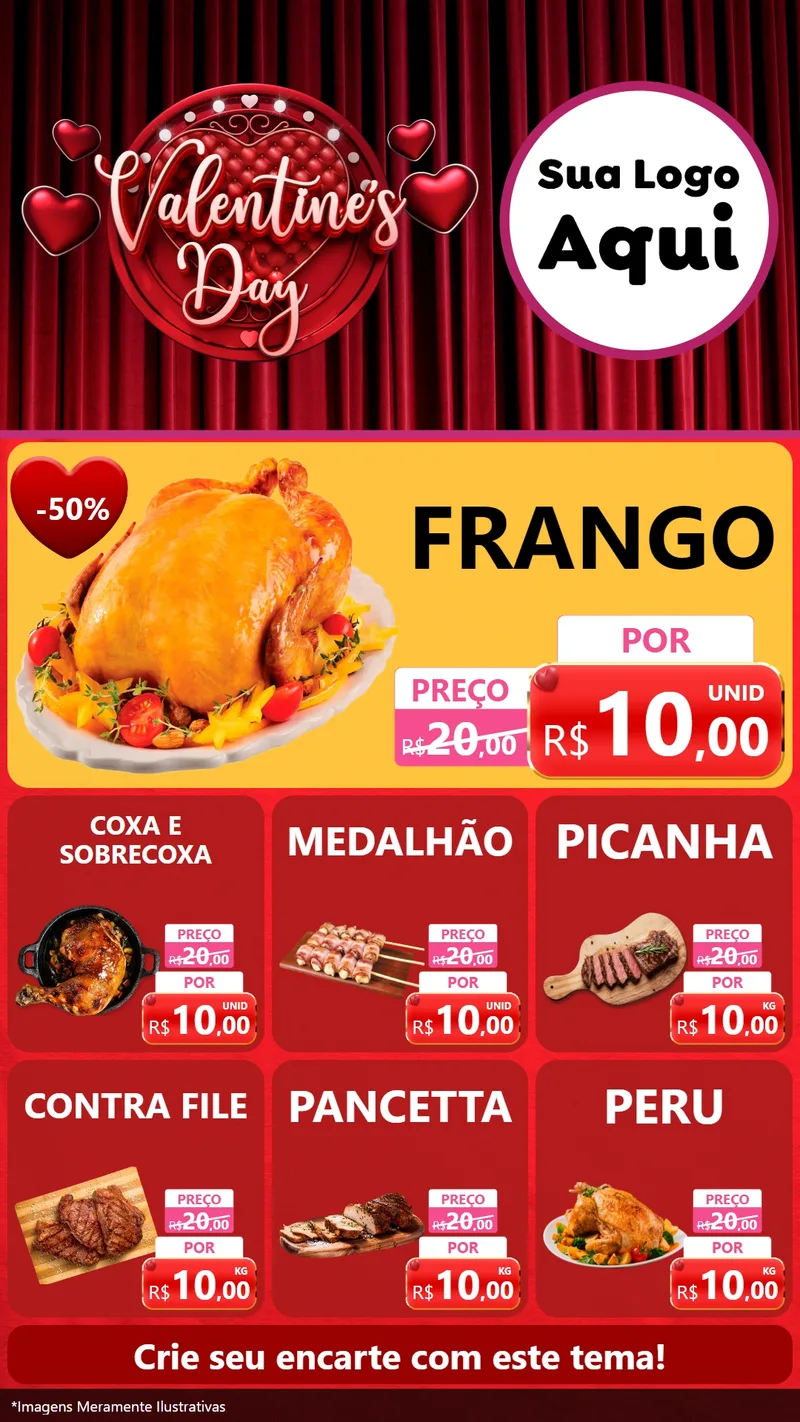 Modelo de Rede Social para Stories com o tema Valentine's Day para Assados