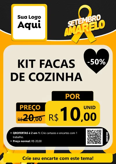 Modelo de Cartaz para Cartaz A4 Vertical com o tema Setembro Amarelo para Utilidades Domésticas