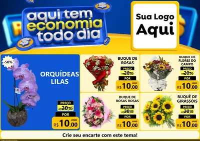 Modelo de Encarte para Encarte A4 Horizontal com o tema Aqui Tem Economia Todo Dia para Floricultura e jardim