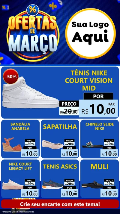 Modelo de Rede Social para Stories com o tema Ofertas de Março para Calçados