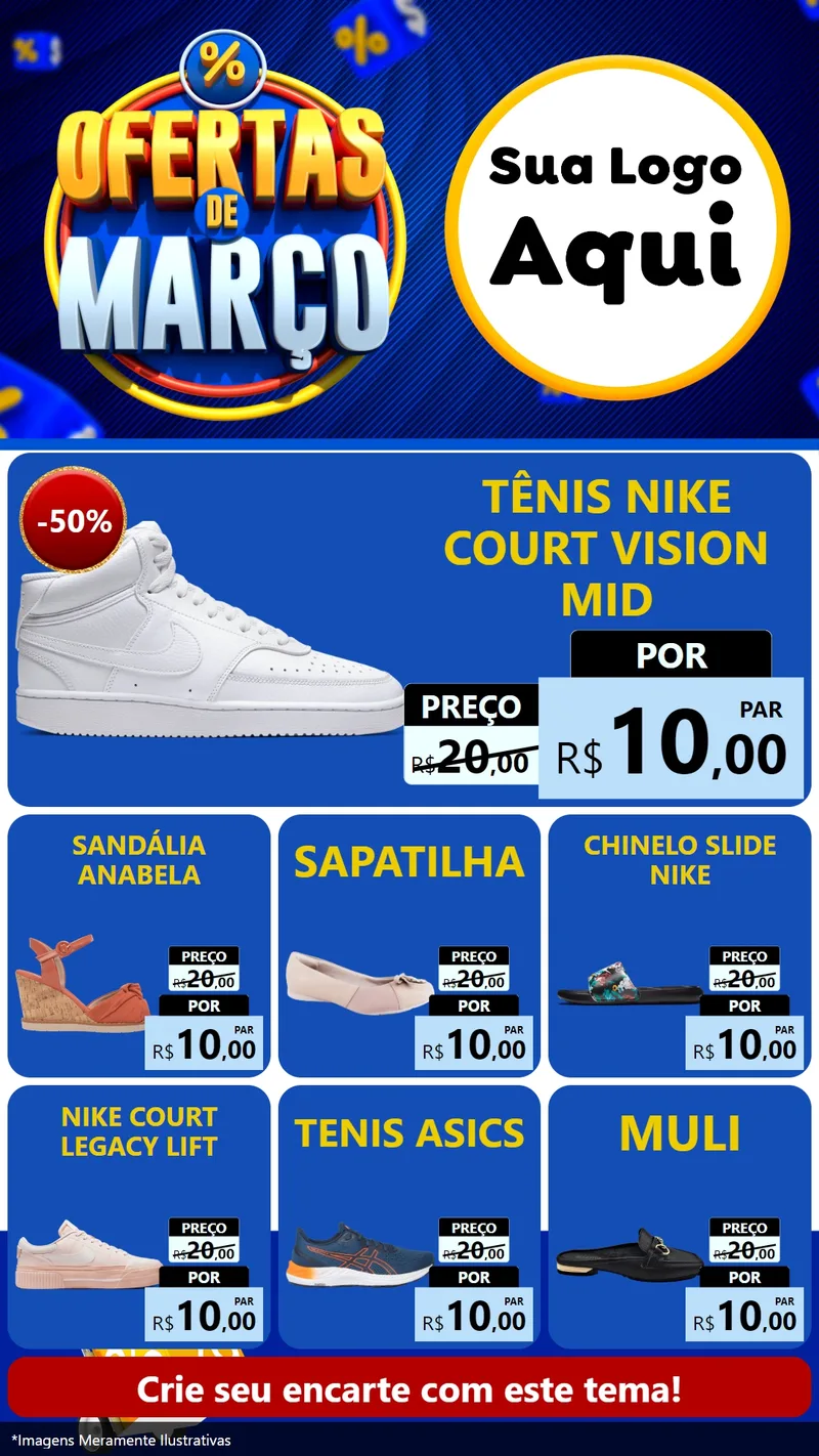 Modelo de Rede Social para Stories com o tema Ofertas de Março para Calçados